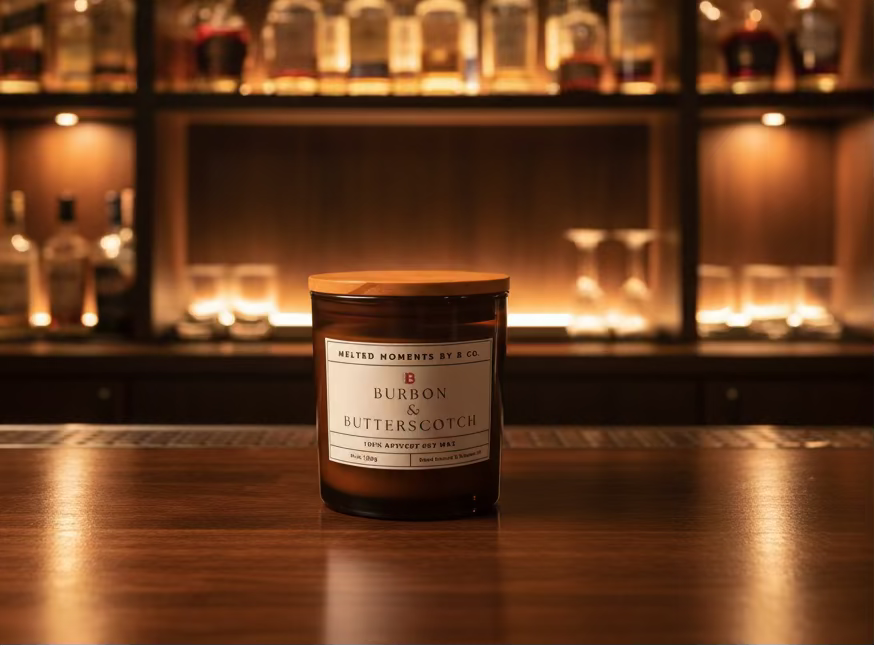Bourbon and butterscotch scented candle